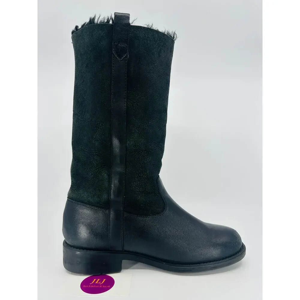 Santana Canada Women's Vermont Black Leather Shearling Lined Boots Size 8.5